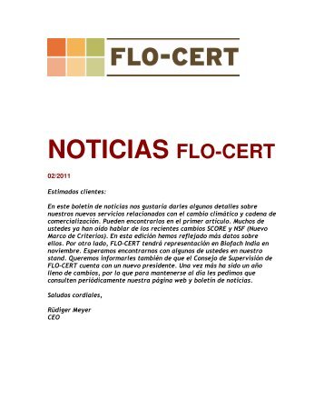 CERT Newsletter_November 2011_es - FLO-CERT GmbH