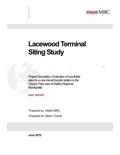 Lacewood Terminal Siting Study - Halifax Regional Municipality