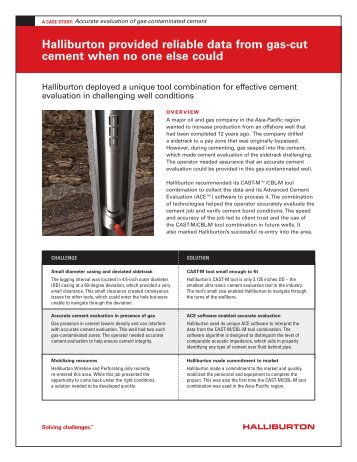 Halliburton provided reliable data from gas-cut cement when no one ...
