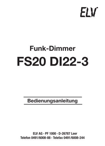 FS20 DI22-3 Funkdimmer - EZcontrol