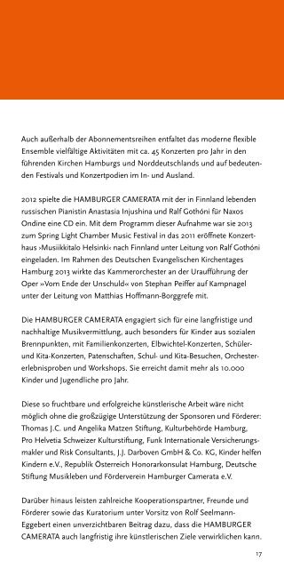 Konzertvorschau 2013/2014 - Hamburger Camerata