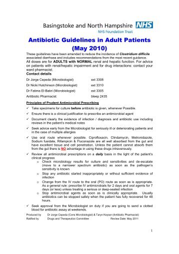 Full antibiotic guidance - Hampshire Hospitals NHS Foundation Trust