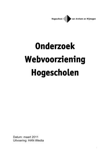 Onderzoek Webvoorziening Hogescholen - Hogeschool van ...