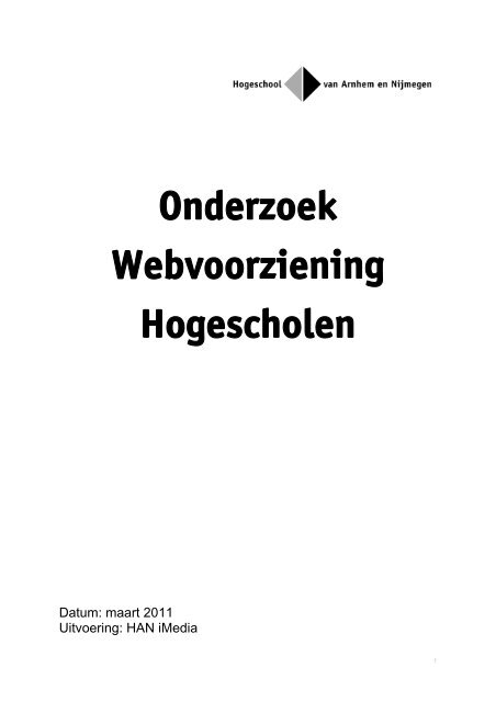 Onderzoek Webvoorziening Hogescholen - Hogeschool van ...