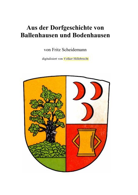 Aus der Dorfgeschichte von Ballenhausen und Bodenhausen