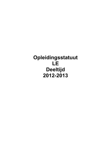 Opleidingsstatuut Logistiek en Economie deeltijd 2012-2013