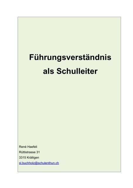 Führungsverständnis als Schulleiter - Hans Joss