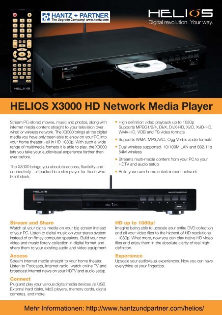 HELIOS X3000 HD Network Media Player