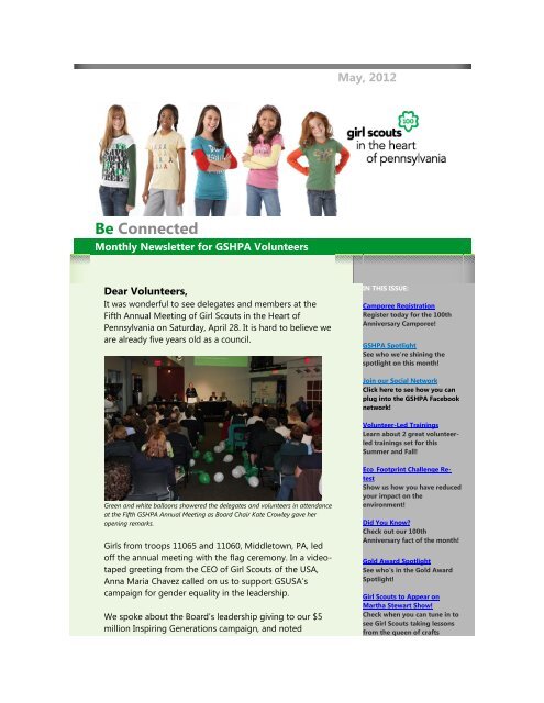 May 2012 - Girl Scouts in the Heart of Pennsylvania