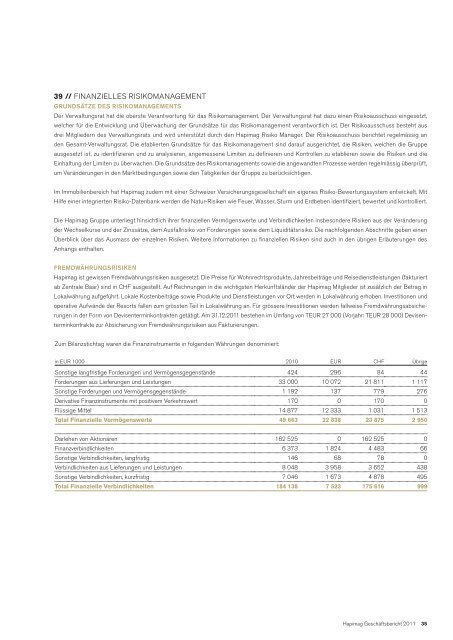 Geschäftsbericht 2011 - Hapimag