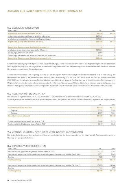 Geschäftsbericht 2011 - Hapimag