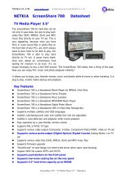 NETKIA ScreenShare 700 Datasheet TV Media Player 3.5 - Hardstore