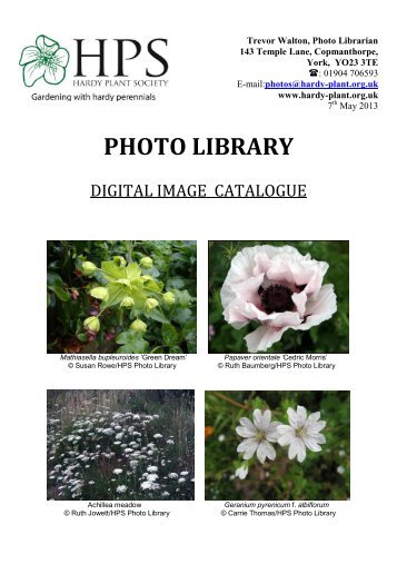 DIGITAL IMAGE CATALOGUE - Hardy Plant Society