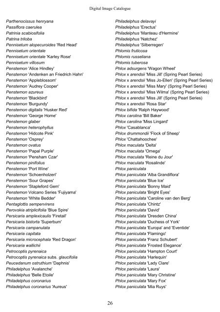 DIGITAL IMAGE CATALOGUE - Hardy Plant Society