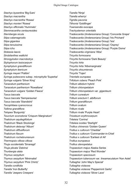 DIGITAL IMAGE CATALOGUE - Hardy Plant Society