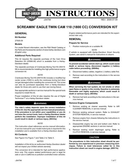 Screamin Eagle Cam Comparison Chart