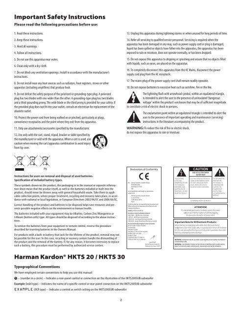 Owners Manual - HKTS 20, HKTS 30 (English EU