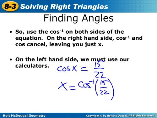 8-3 Solving Right Triangles 8-3 Solving Right Triangles