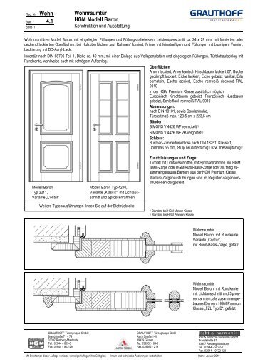 4.1 Wohnraumtür HGM Modell Baron - Grauthoff