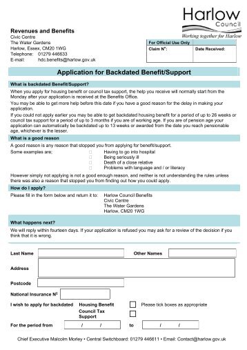 Application for Backdated Support/Benefit Form.pdf - Harlow Council