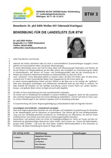 Dr. phil Edith Wolber - BÜNDNIS 90/DIE GRÜNEN Baden ...