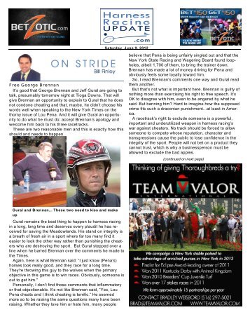 Free George Brennan - HarnessRacingUpdate.com