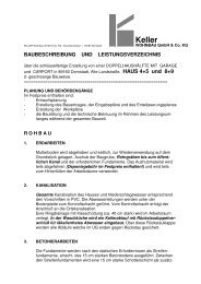 Baubeschreibung - Hans Keller Bauunternehmung GmbH, Bollingen