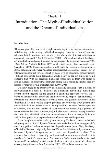 Introduction: the Myth of Individualization and the dream of ...