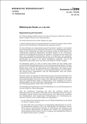 Antw. Große Anfrage "Regionalisierung der Psychiatrie"