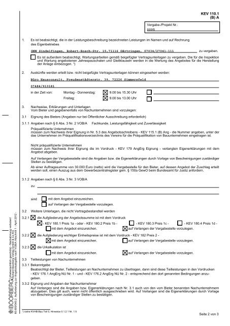 Aufforderung zur Angebotsabgabe - GWW