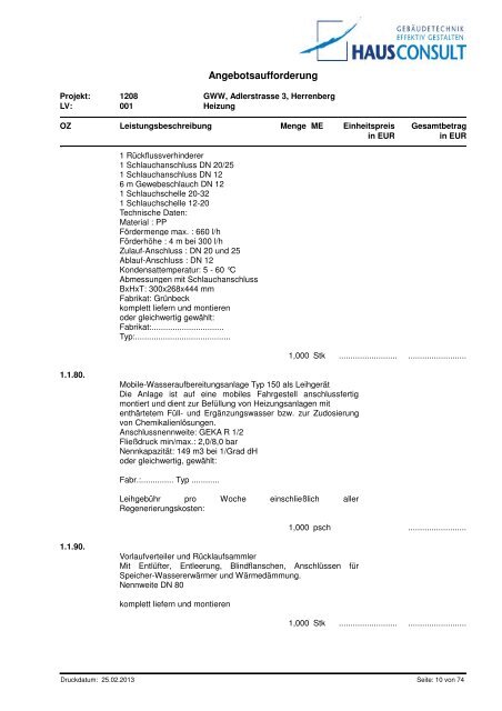 Aufforderung zur Angebotsabgabe - GWW