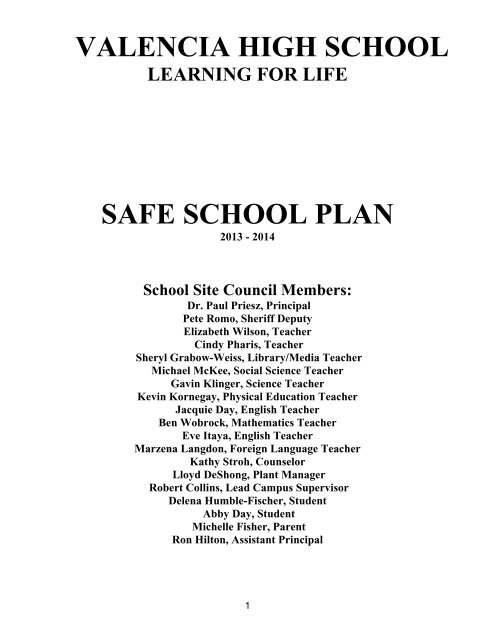Safe School Plan - William S. Hart Union High School District
