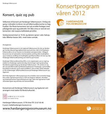Konsertprogram våren 2012 - Hardanger og Voss Museum