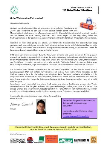 Newsletter 2/09 - Grün-Weiss Effretikon
