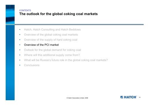 Presentation: The outlook for the global coking coal markets ... - Hatch