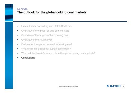 Presentation: The outlook for the global coking coal markets ... - Hatch