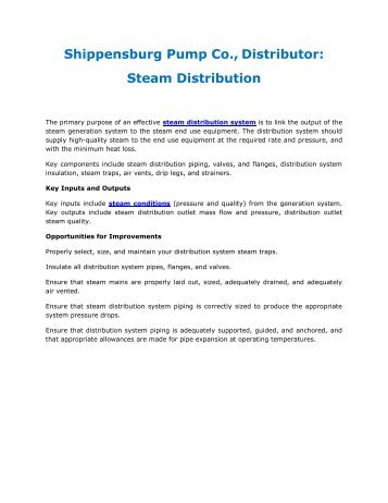 Shippensburg Pump Co., Distributor: Steam Distribution