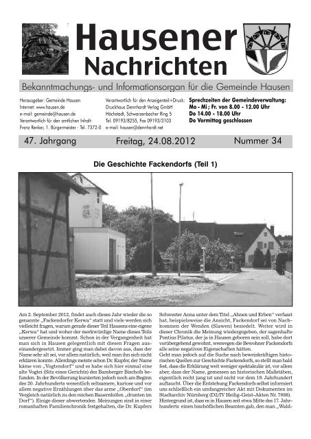 Freitag 24 08 2012 47 Jahrgang Nummer 34 Hausen