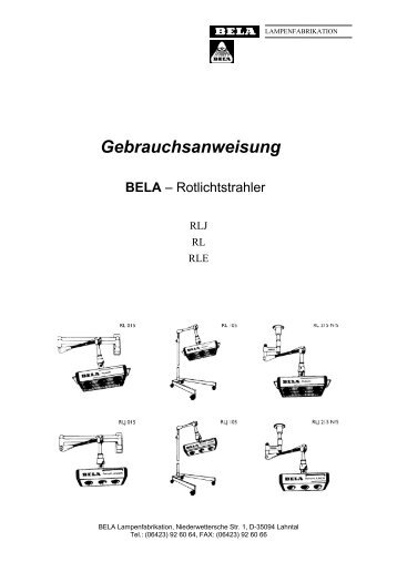 Gebrauchsanweisung - BELA-Lampenfabrikation