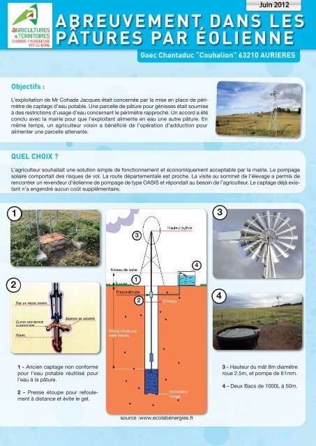 Eolienne De Pompage Dans Le Puy De Dome Chambre D