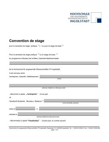 Convention de stage - Hochschule Ingolstadt