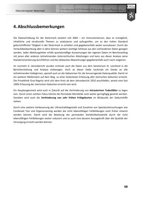 Geburtenregister KAGes Jahresbericht 2009 - Institut für klinische ...