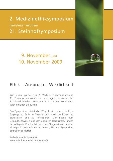 2. Medizinethiksymposium _21. Steinhofsymposium ... - G´sund Online