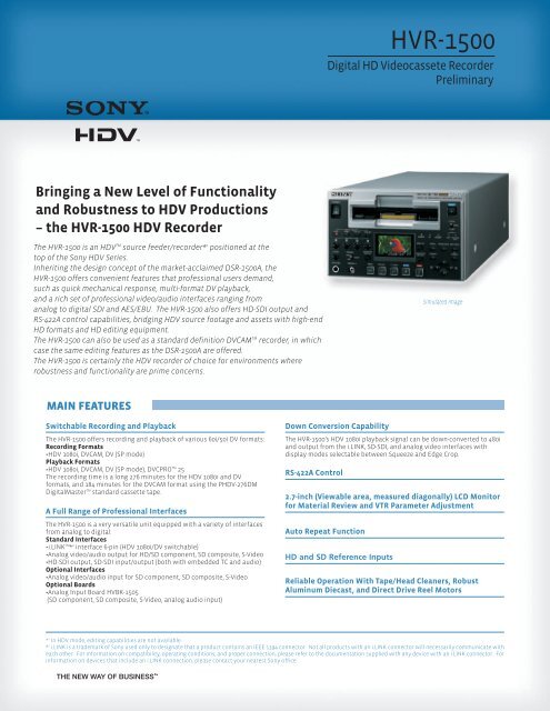 the HVR-1500 HDV Recorder - Full Compass