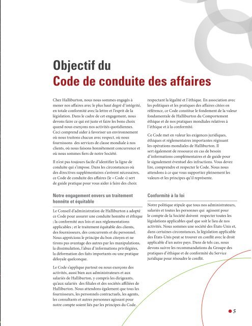 CODE DE CONDUITE DES AFFAIRES - Halliburton