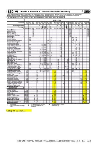 Fahrplan TBB-Großrinderfeld-Würzburg