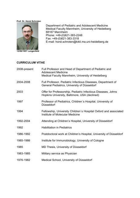 CURRICULUM VITAE 2008-present Full Professor and ... - HBIGS