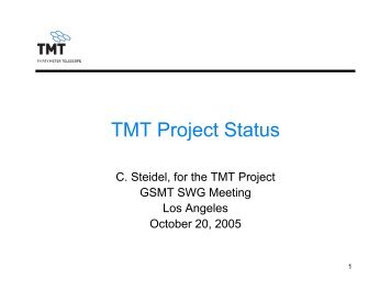 TMT Project Status - GSMT Program Office