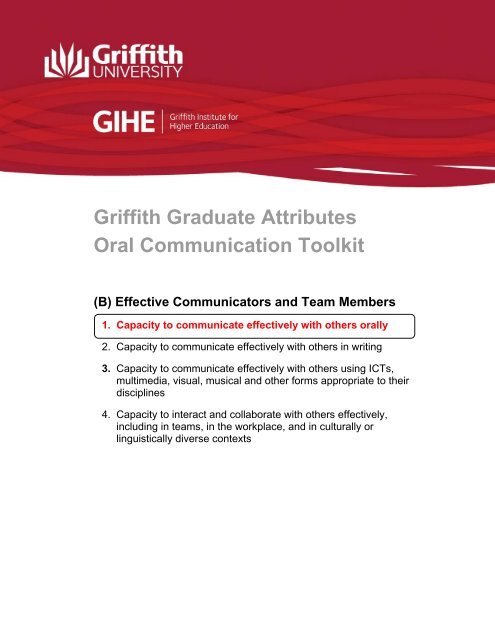 Oral Communication Toolkit - Griffith University