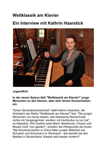 Weltklassik am Klavier Ein Interview mit Kathrin Haarstick